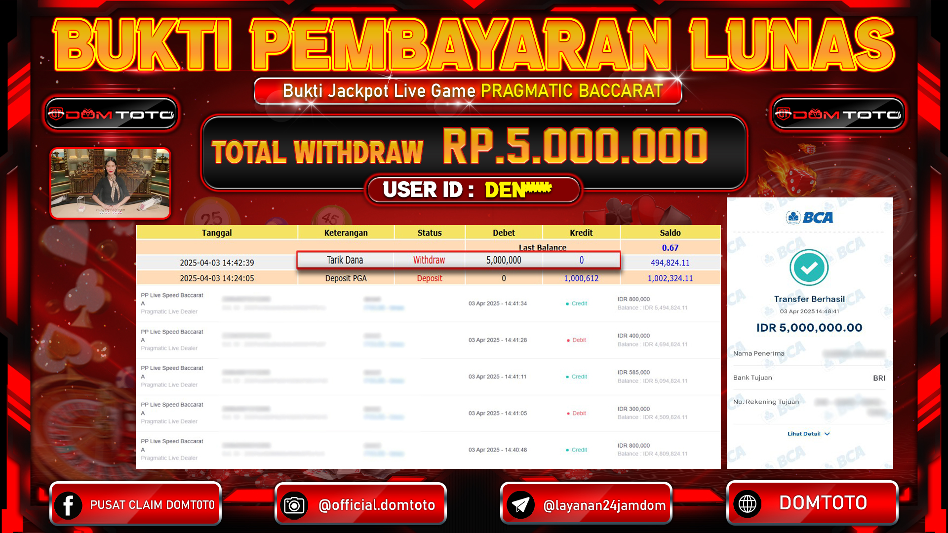 JACKPOT LIVE GAME SPEED BACCARAT 03 APRIL 2025